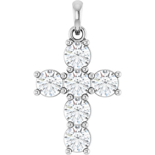Sterling Silver 1 CTW Natural Diamond Cross Pendant
