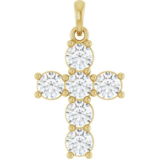 14K Yellow 1 CTW Lab-Grown Diamond Cross Pendant