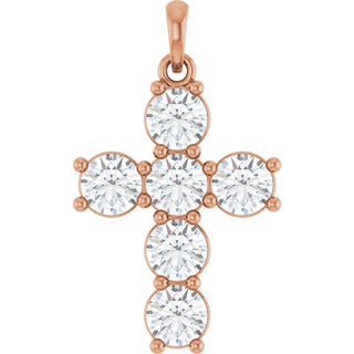 14K Rose 1 1/2 CTW Lab-Grown Diamond Cross Pendant