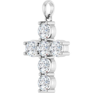 Sterling Silver 1 1/2 CTW Natural Diamond Cross Pendant