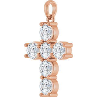 14K Rose 1 1/2 CTW Natural Diamond Cross Pendant