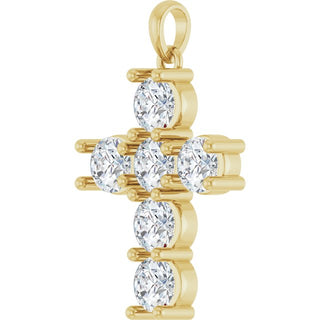 14K Yellow 2 CTW Lab-Grown Diamond Cross Pendant