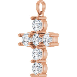 14K Rose 2 CTW Natural Diamond Cross Pendant