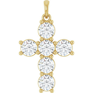 14K Yellow 2 CTW Lab-Grown Diamond Cross Pendant