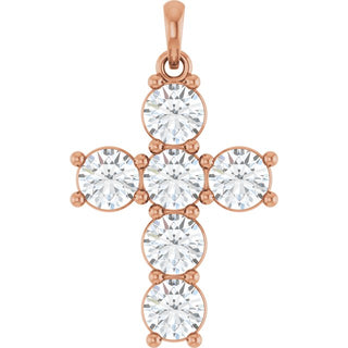 14K Rose 2 CTW Natural Diamond Cross Pendant