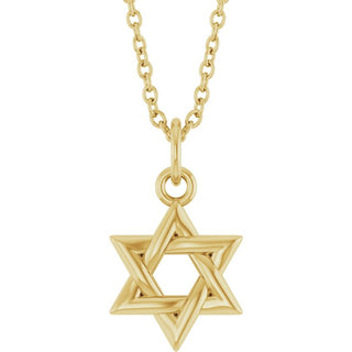14K Yellow Star Of David 16-18" Necklace