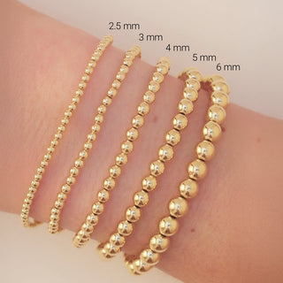 14K Yellow Gold-Filled 8 mm Elastic Bead 6 1/2" Bracelet
