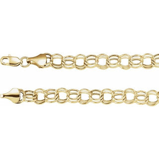 14K Yellow 7.9 mm Hollow Double Cable 7 1/4" Chain