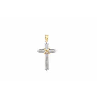 14K White/Yellow 36.75x24.5 mm Cross Pendant