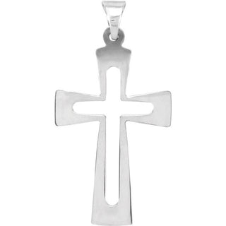 14K White 31.2x18 mm Cross Pendant