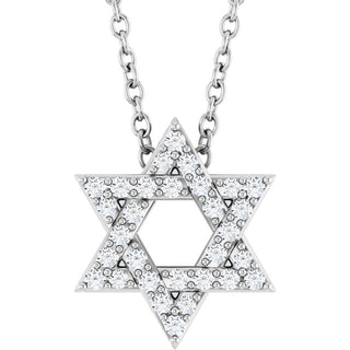 Sterling Silver 1/10 CTW Natural Diamond Star of David 16-18" Necklace