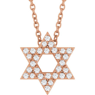 14K Rose 1/10 CTW Natural Diamond Star of David 16-18" Necklace
