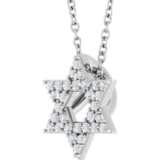 14K White 1/10 CTW Natural Diamond Star of David 16-18" Necklace