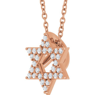 14K Rose 1/10 CTW Natural Diamond Star of David 16-18" Necklace