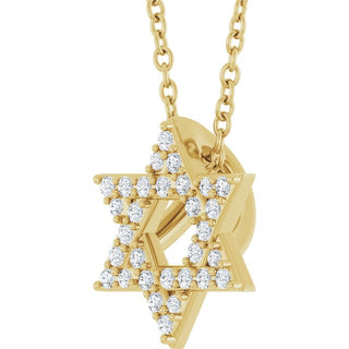 14K Yellow 1/10 CTW Natural Diamond Star of David 16-18" Necklace