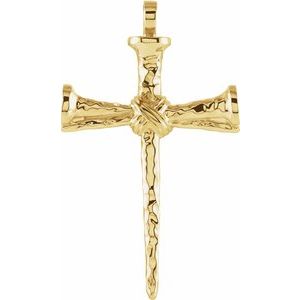 14K Yellow Nail Cross Pendant