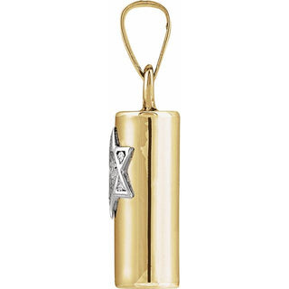 14K Yellow/White 15x6 mm Mezuzah Pendant