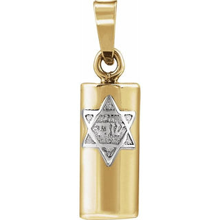 14K Yellow/White 15x6 mm Mezuzah Pendant