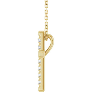 14K Yellow 1/4 CTW Natural Diamond French-Set Cross 16-18" Necklace