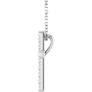 Sterling Silver 1/4 CTW Natural Diamond French-Set Cross 16-18" Necklace