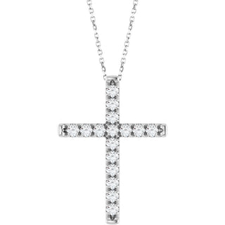 Platinum 3/4 CTW Natural Diamond French-Set Cross 16-18" Necklace