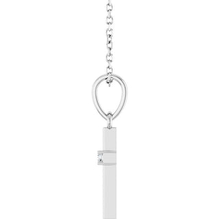 14K White .015 CT Natural Diamond Cross 16-18" Necklace