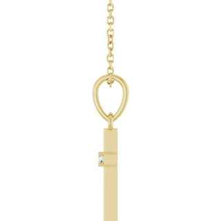 14K Yellow .015 CT Natural Diamond Cross 16-18" Necklace