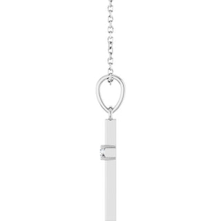 14K White .03 CT Natural Diamond Cross 16-18" Necklace 