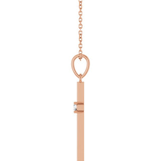 14K Rose .06 CT Natural Diamond Cross 16-18" Necklace 