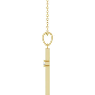 14K Yellow .06 CT Natural Diamond Cross 16-18" Necklace 