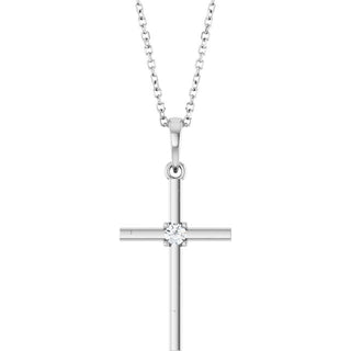Platinum .06 CT Natural Diamond Cross 16-18" Necklace 