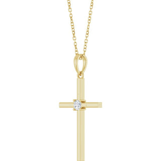 14K Yellow 1/10 CT Natural Diamond Cross 16-18" Necklace