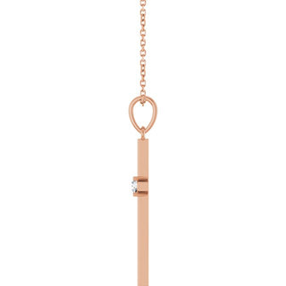 14K Rose 1/10 CT Natural Diamond Cross 16-18" Necklace