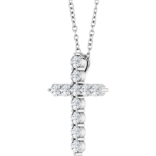 14K White 3/8 CTW Natural Diamond Cross 16-18" Necklace