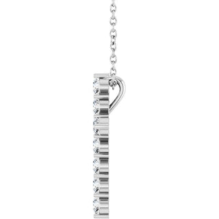 14K White 3/8 CTW Lab-Grown Diamond Cross 16-18" Necklace