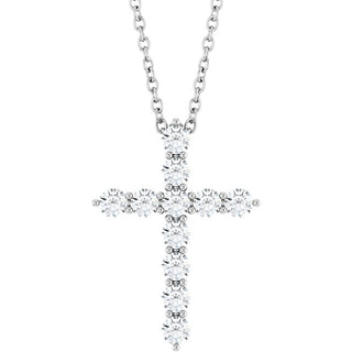 Sterling Silver 3/8 CTW Natural Diamond Cross 16-18" Necklace