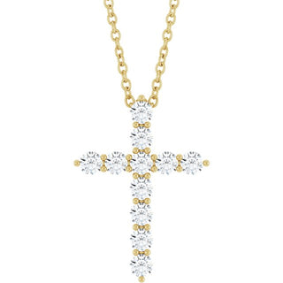 14K Yellow 3/8 CTW Lab-Grown Diamond Cross 16-18" Necklace