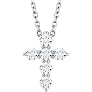 Sterling Silver 1/4 CTW Natural Diamond Cross 16-18" Necklace