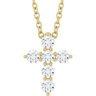 14K Yellow 1/4 CTW Lab-Grown Diamond Cross 16-18" Necklace