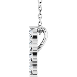 14K White 1/4 CTW Lab-Grown Diamond Cross 16-18" Necklace
