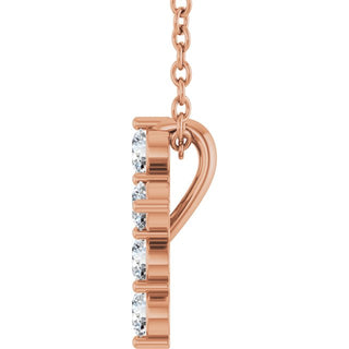 14K Rose 1/4 CTW Lab-Grown Diamond Cross 16-18" Necklace