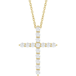 14K Yellow 1/2 CTW Natural Diamond Cross 16-18" Necklace