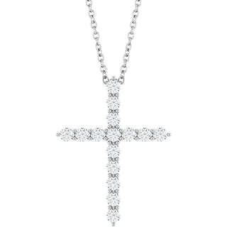 14K White 1/2 CTW Lab-Grown Diamond Cross 16-18" Necklace