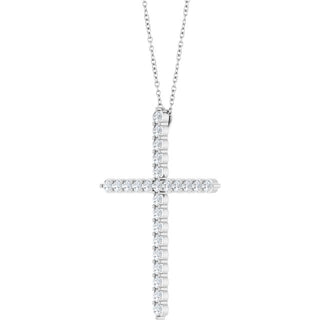 Platinum 1 CTW Natural Diamond Cross 16-18" Necklace