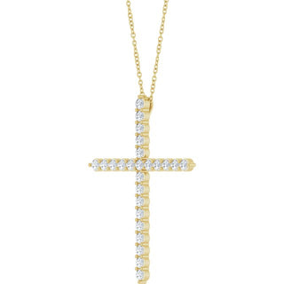 14K Yellow 1 CTW Natural Diamond Cross 16-18" Necklace