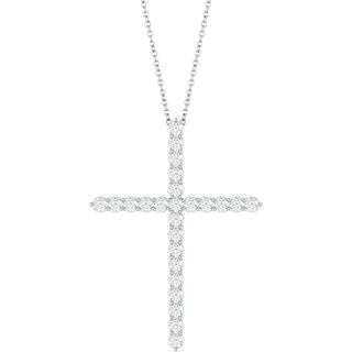 Platinum 1 CTW Natural Diamond Cross 16-18" Necklace