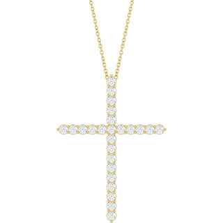 14K Yellow 1 CTW Natural Diamond Cross 16-18" Necklace