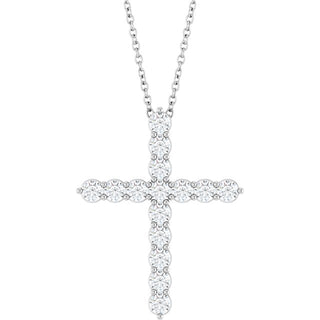 Platinum 3/4 CTW Natural Diamond Cross 16-18" Necklace