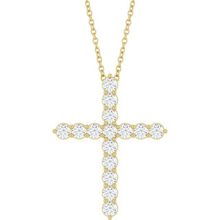 14K Yellow 3/4 CTW Lab-Grown Diamond Cross 16-18" Necklace