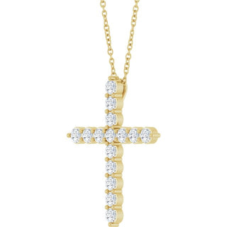 14K Yellow 3/4 CTW Natural Diamond Cross 16-18" Necklace